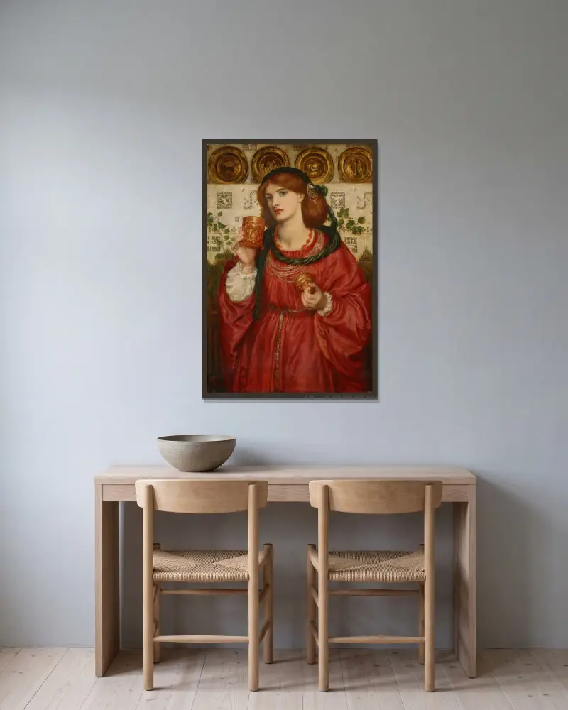 Kärleksbägaren – Nr. 2, Dante Gabriel Rossetti v rámu na stěně