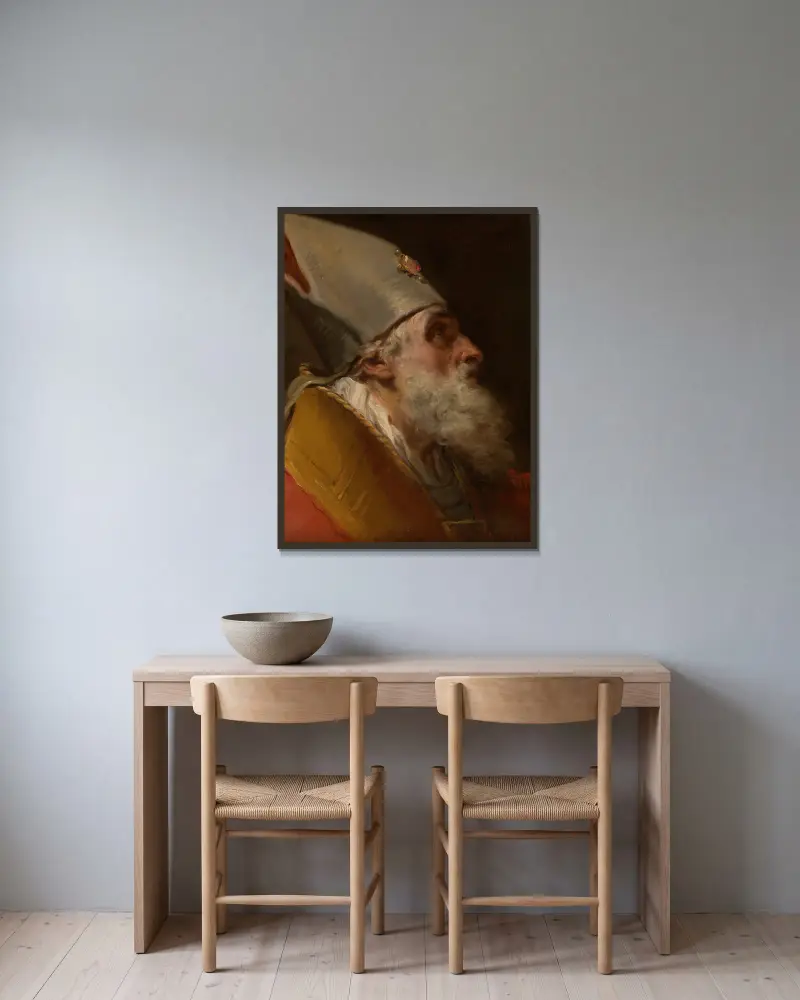 Biskopshuvud av Gaetano Gandolfi inramad på en vägg