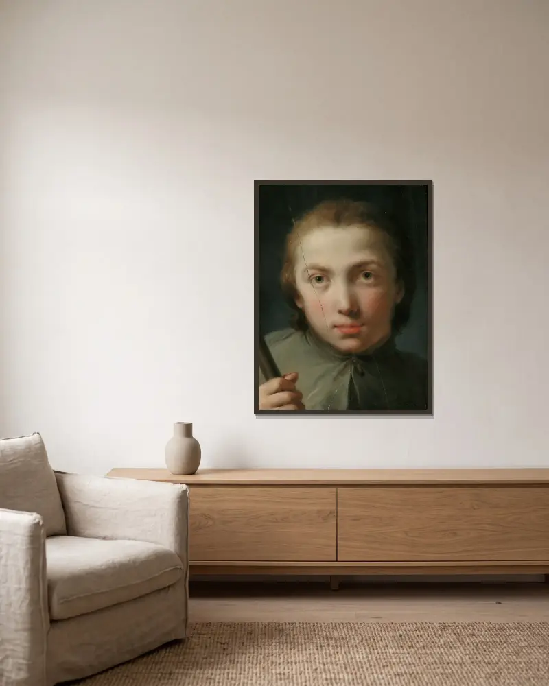 Knabenkopf von Gaetano Gandolfi gerahmt an einer Wand