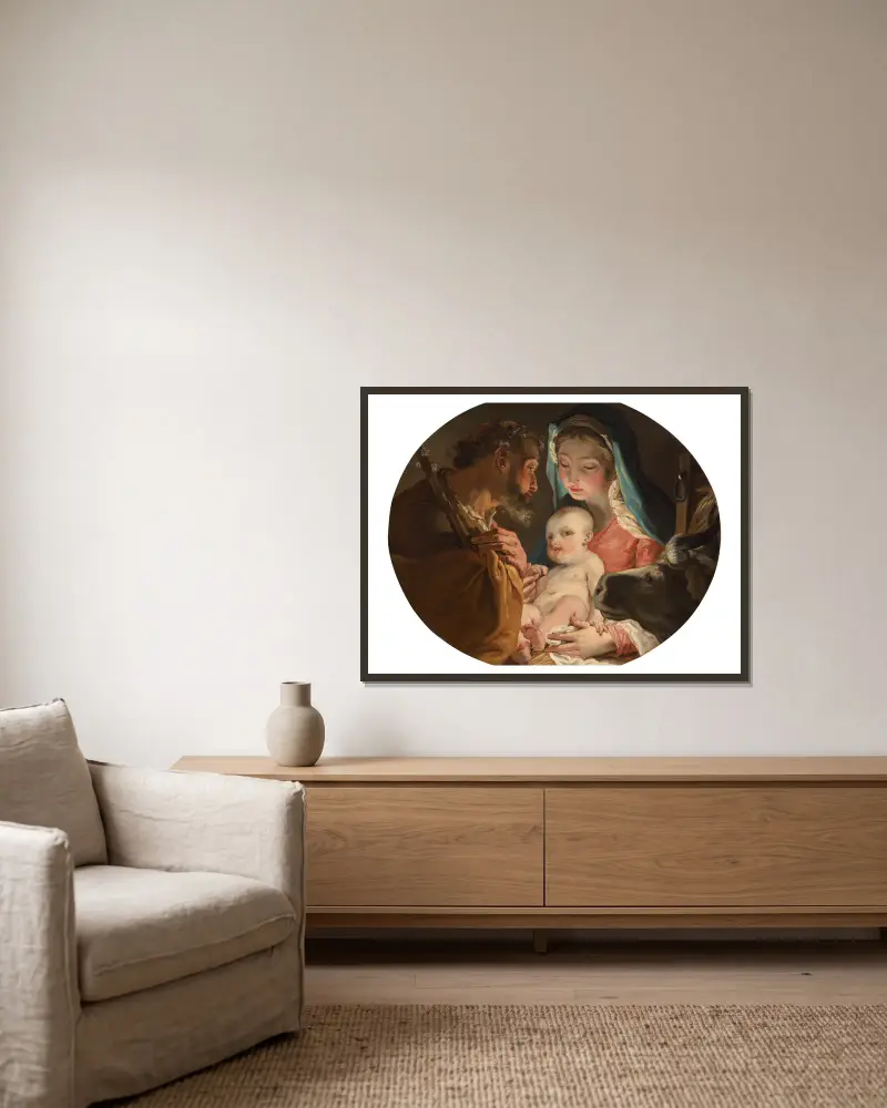 Die Heilige Familie – Nr. 1 von Gaetano Gandolfi gerahmt an einer Wand