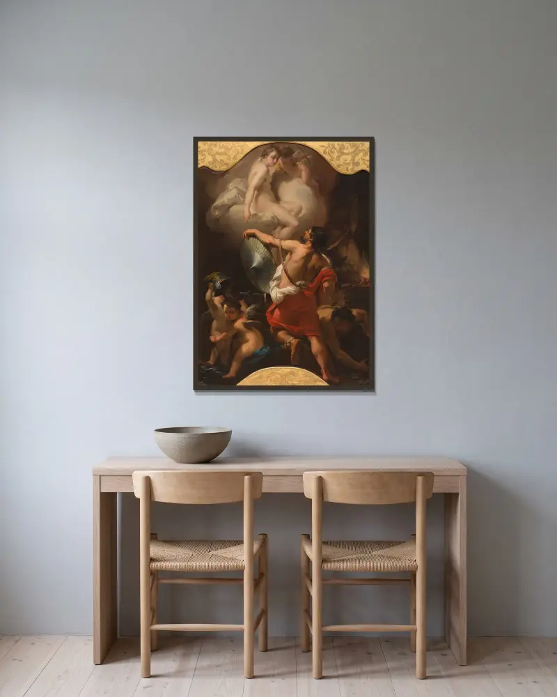 Venus beställer rustning åt Aeneas i Vulkans smedja, 1770 av Gaetano Gandolfi inramad på en vägg
