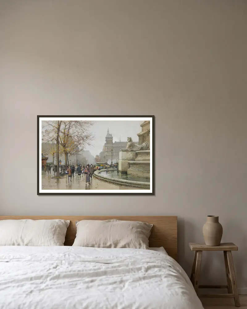 Der Palmbrunnen, place du Châtelet von Eugène Galien-Laloue gerahmt an einer Wand