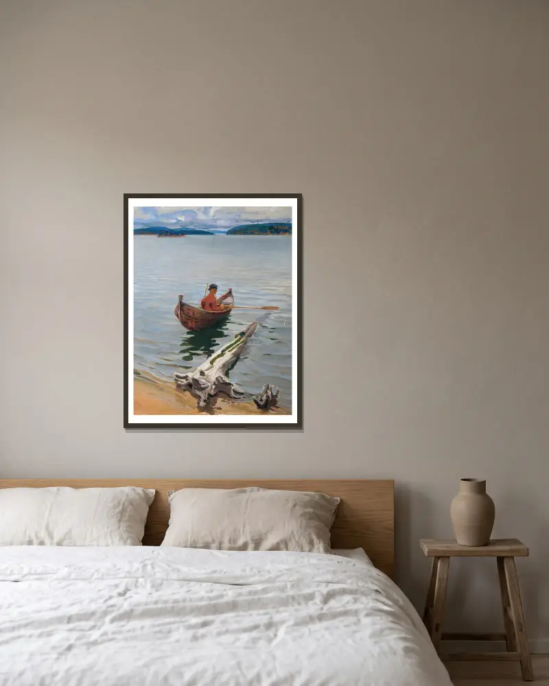 Rower on the lake av Akseli Gallen-Kallela inramad på en vägg