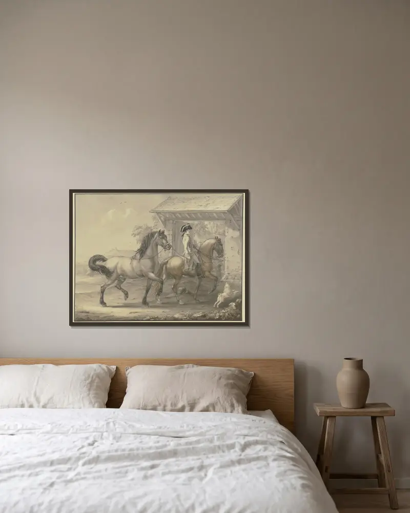 Deutsche Pferde aus Friesland und Holstein von Johann Georg Pforr gerahmt an einer Wand