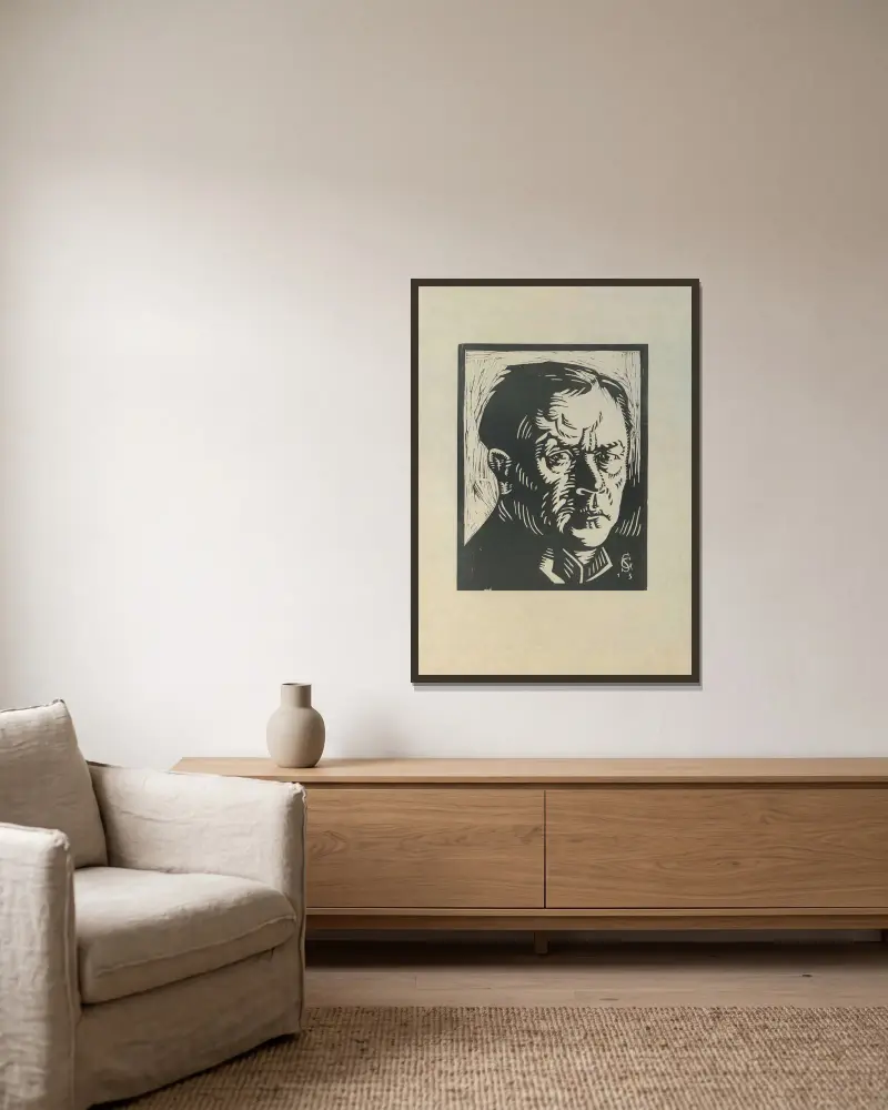 Porträtt av Hans von Strasdurisella, 1915 – nr 1 av Georg Scholz inramad på en vägg