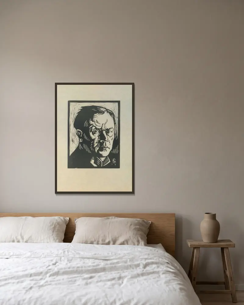 Porträtt av Hans von Strasdurisella, 1915 – nr 1 av Georg Scholz inramad på en vägg