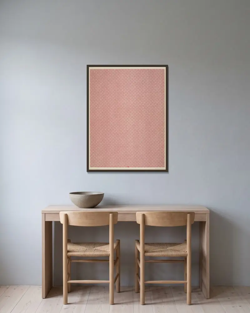 Vorsatzpapiere für Eugène Verneau, Tafel 17 von George Auriol gerahmt an einer Wand