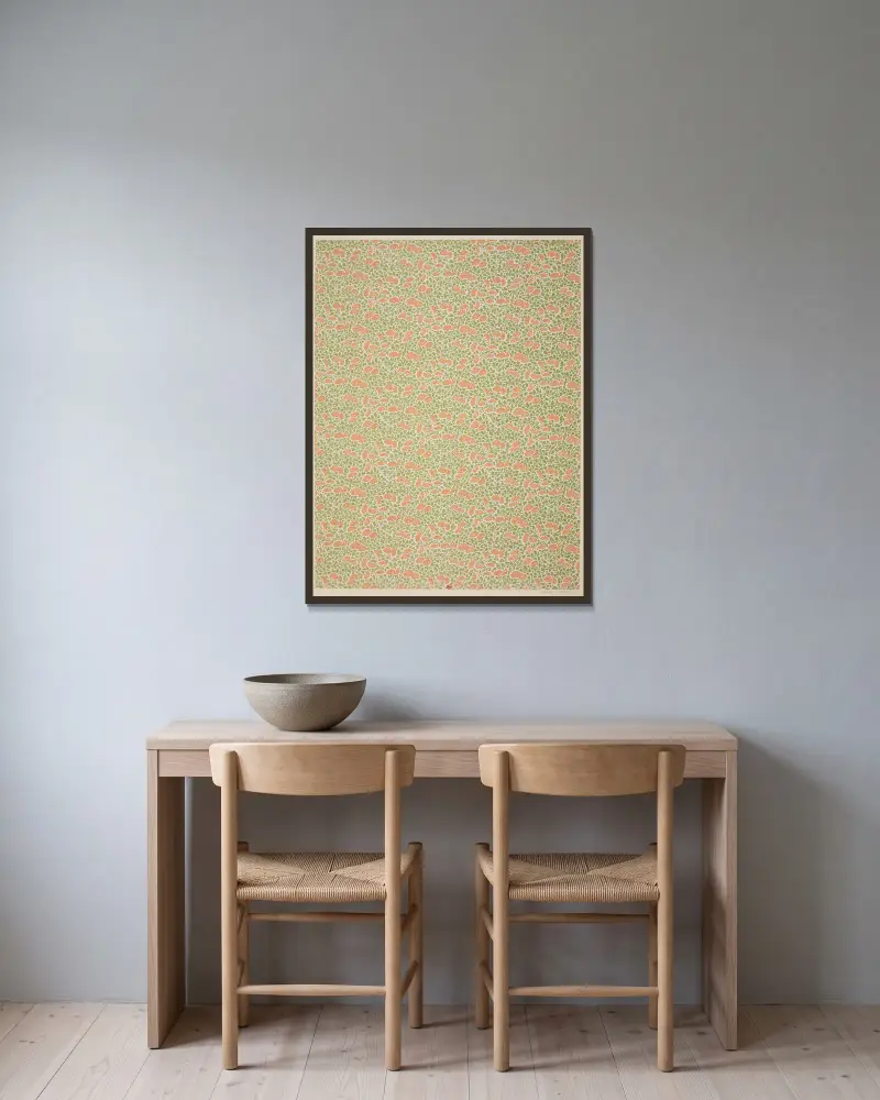 Vorsatzpapiere für Eugène Verneau, Tafel 34 von George Auriol gerahmt an einer Wand