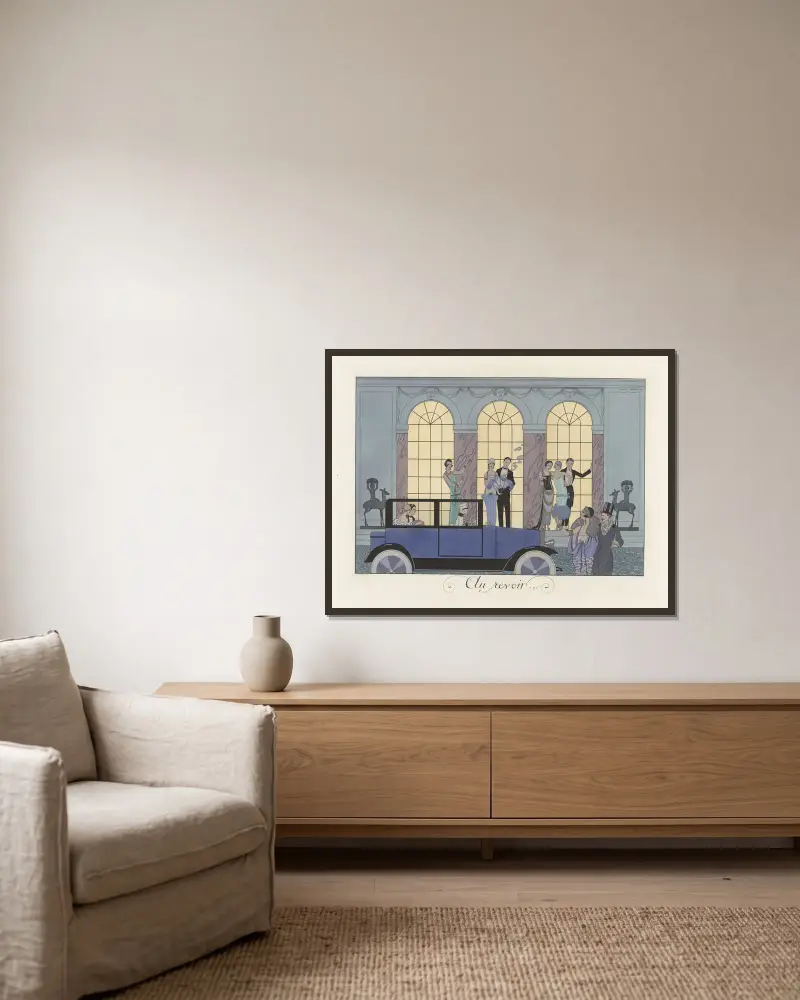 Au revoir, George Barbier w ramie na ścianie