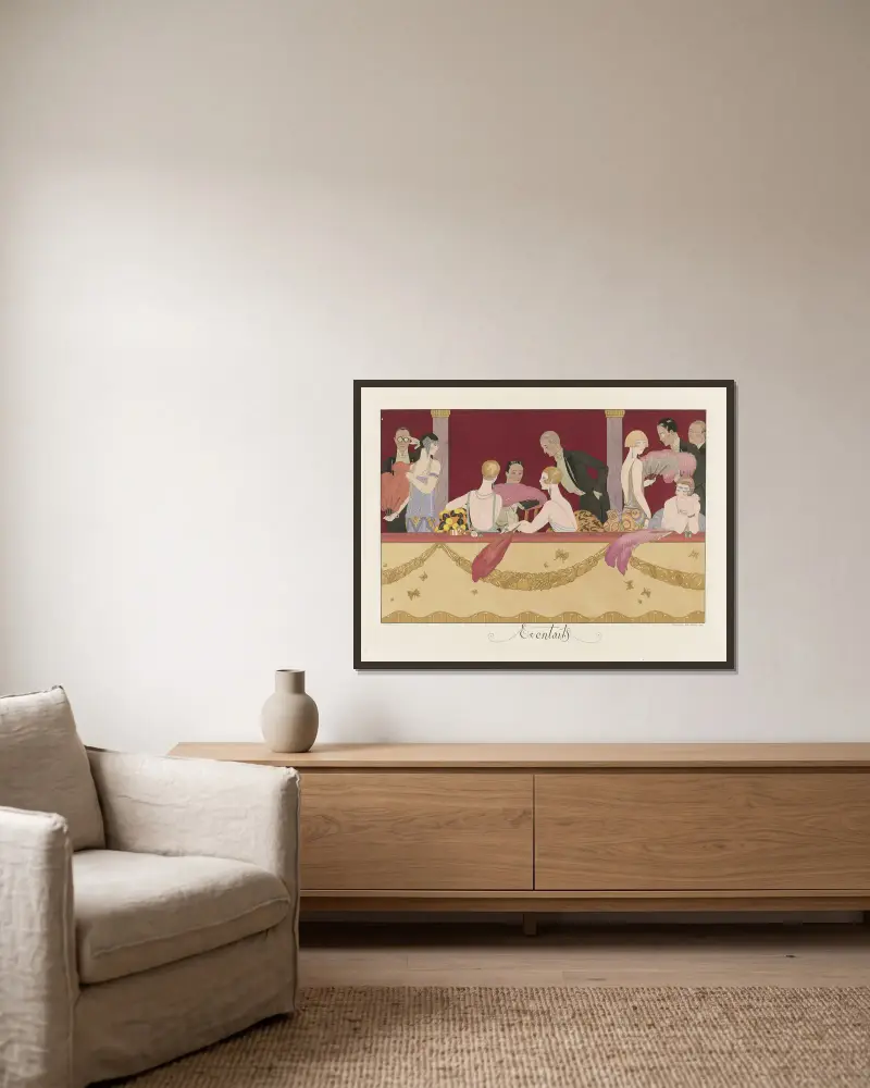 Wachlarze, George Barbier w ramie na ścianie