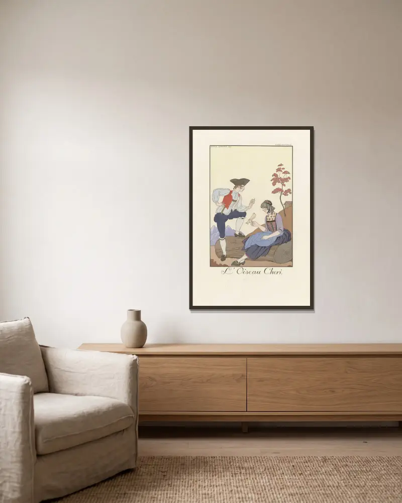 L'Oiseau Cheri, George Barbier v rámu na stěně