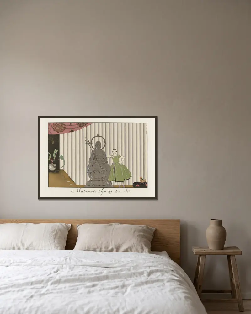 Mademoiselle Spinelly chez elle von George Barbier gerahmt an einer Wand