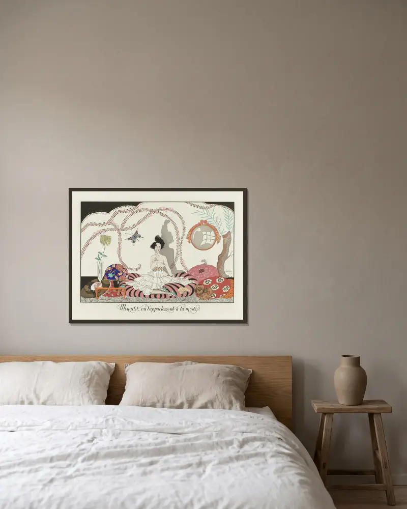 Minuitou l’appartement à la mode av George Barbier inramad på en vägg