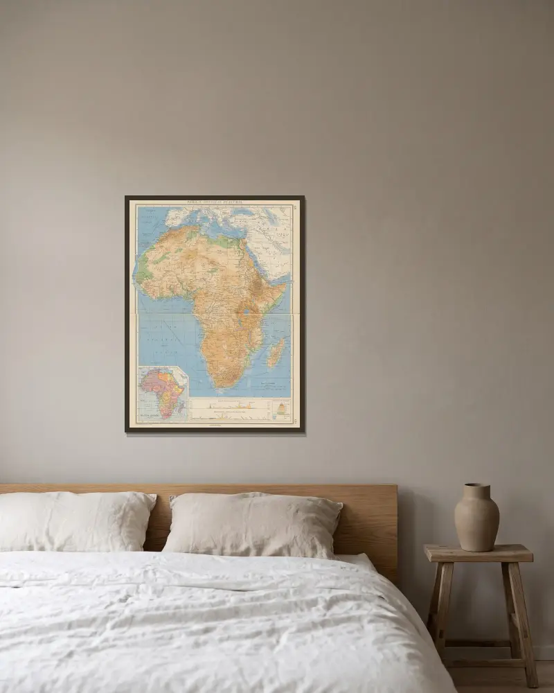 Africa – Physical Features av John George Bartholomew inramad på en vägg