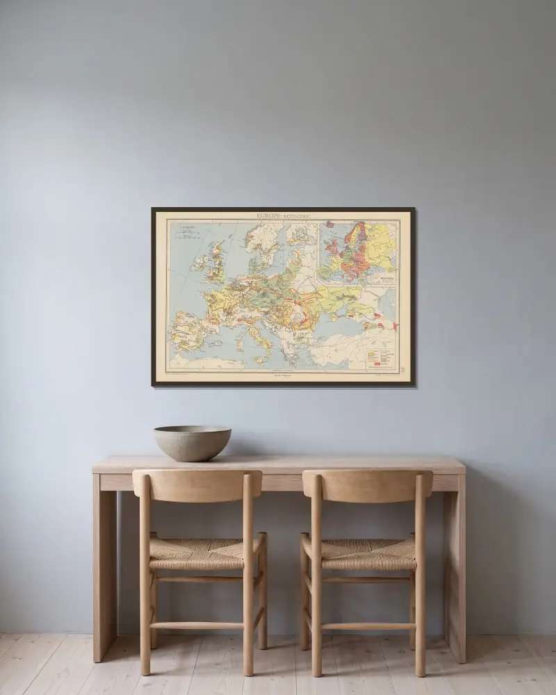Europe, Economic av John George Bartholomew inramad på en vägg