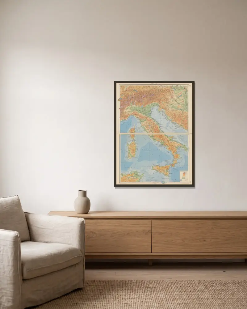 Italy av John George Bartholomew inramad på en vägg