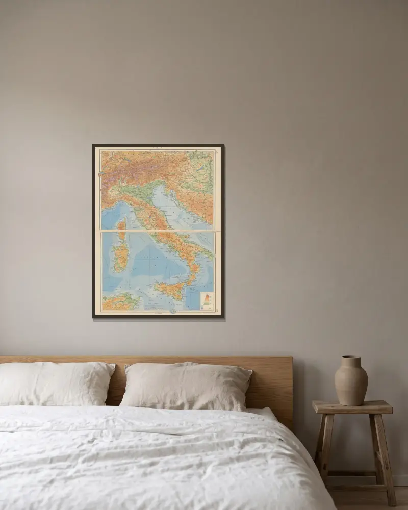 Italy av John George Bartholomew inramad på en vägg