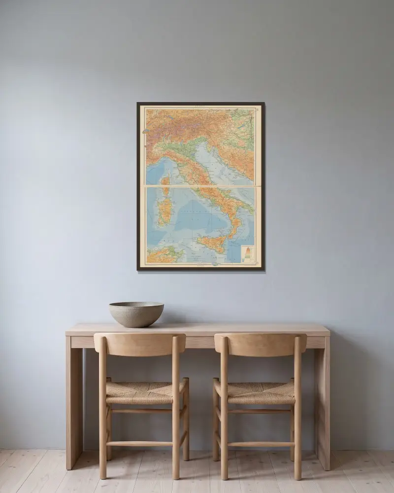 Italy av John George Bartholomew inramad på en vägg