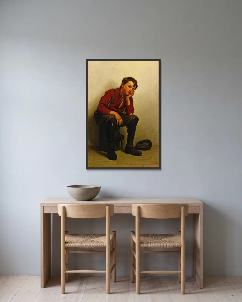 Eine Flaute im Geschäft von John George Brown gerahmt an einer Wand