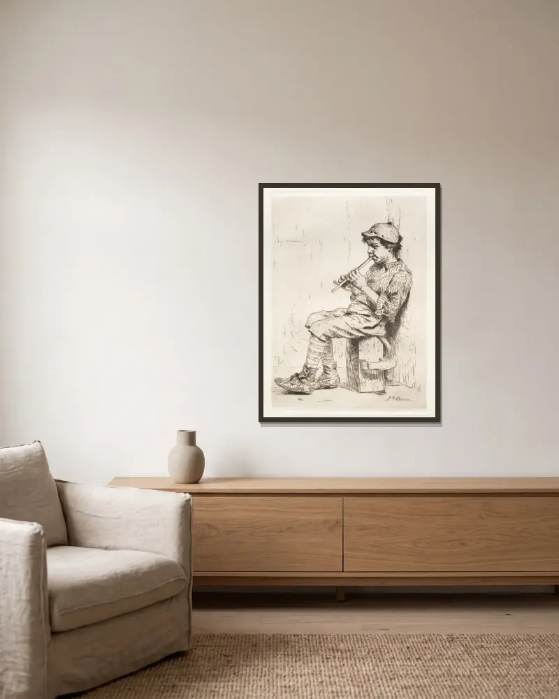 Vernachlässigtes Geschäft von John George Brown gerahmt an einer Wand