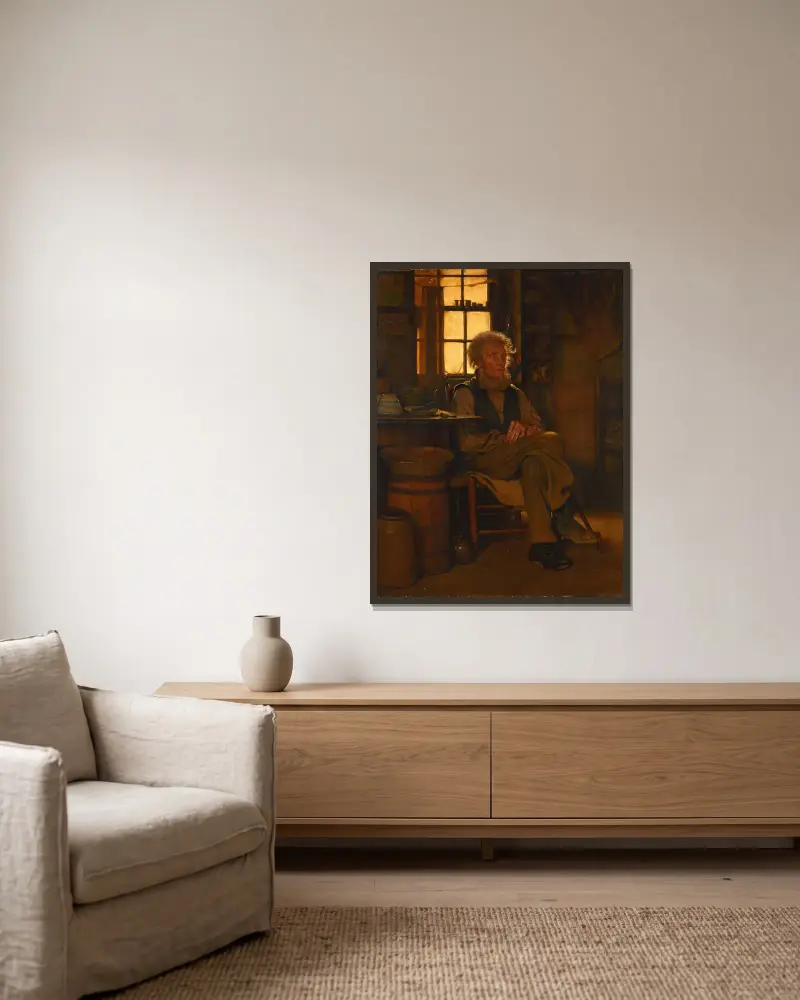 Im Schatten von John George Brown gerahmt an einer Wand