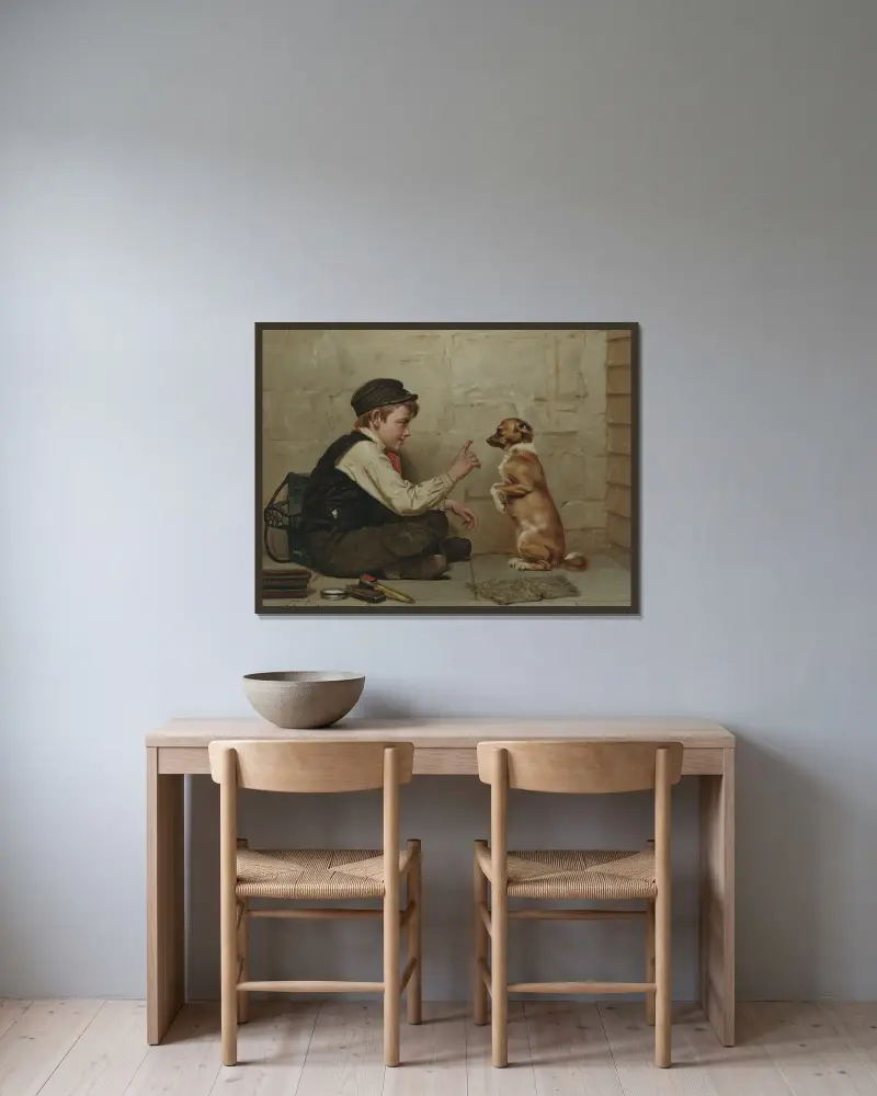 Stillhalten von John George Brown gerahmt an einer Wand