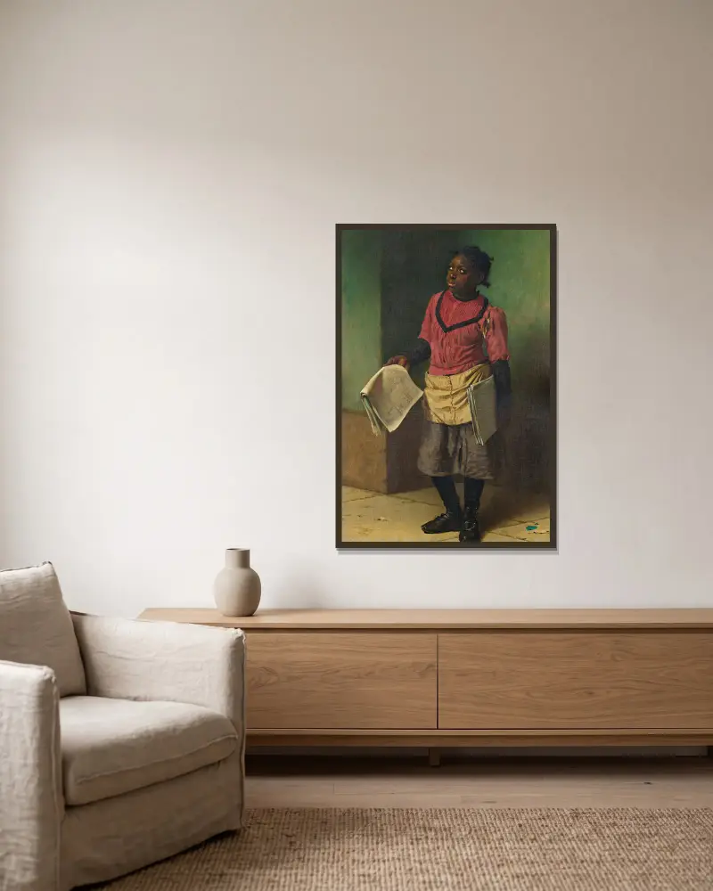 Morgenzeitungen von John George Brown gerahmt an einer Wand