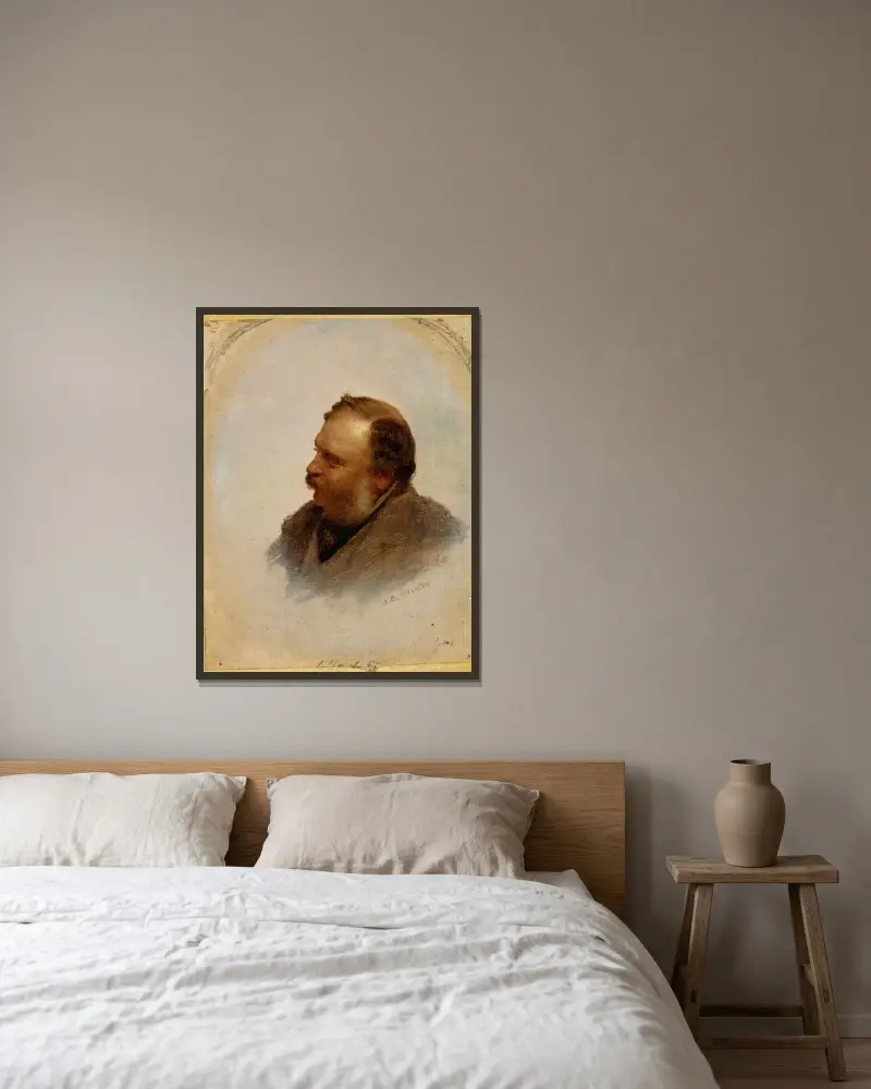 Porträtt av William Brand av John George Brown inramad på en vägg