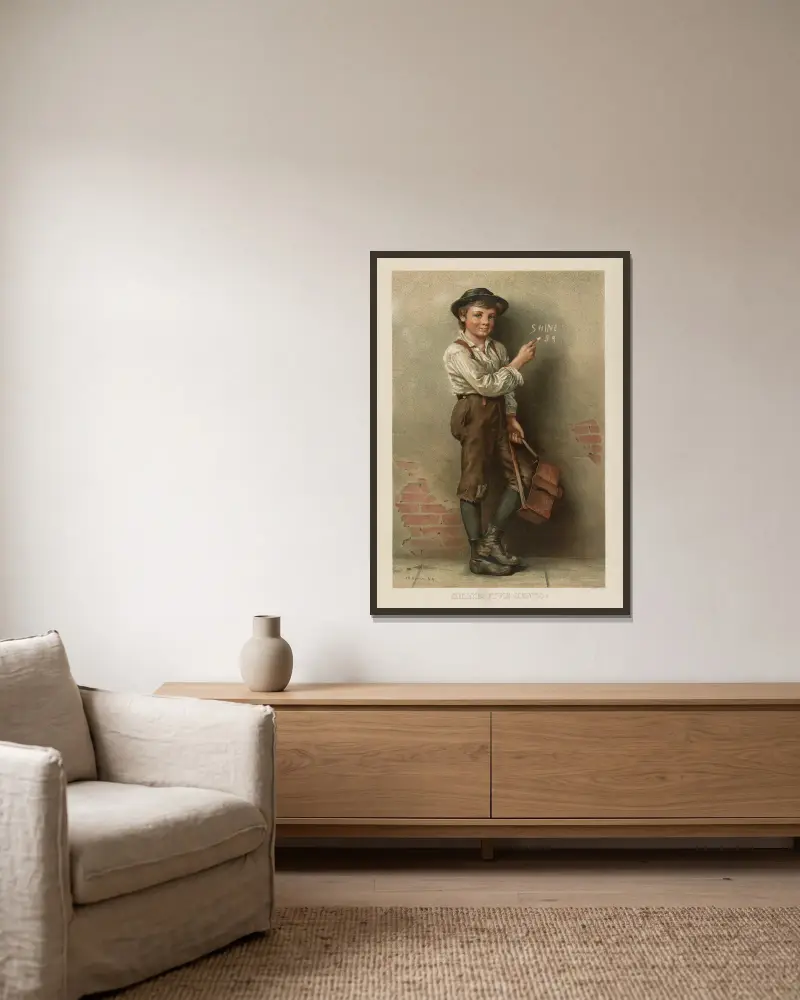 Shine, five cents! von John George Brown gerahmt an einer Wand