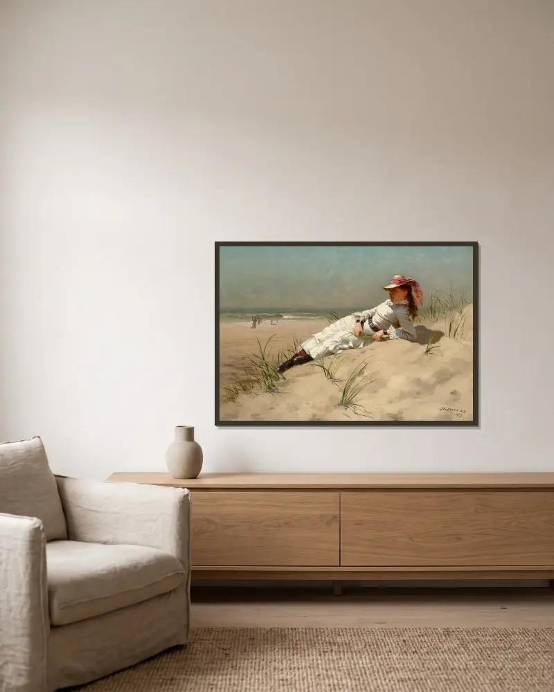 Sonnenschein von John George Brown gerahmt an einer Wand