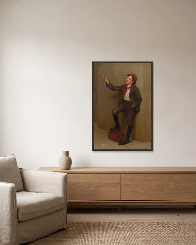 Eine Pause von John George Brown gerahmt an einer Wand