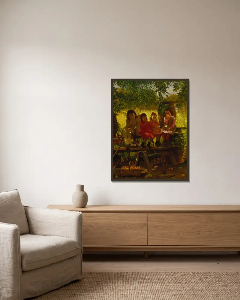 Die Mosterei von John George Brown gerahmt an einer Wand