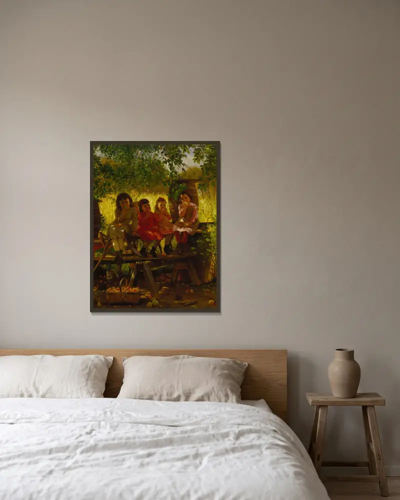 Die Mosterei von John George Brown gerahmt an einer Wand