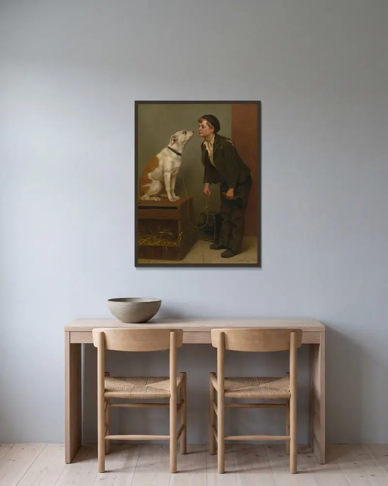 Wen liebst du? von John George Brown gerahmt an einer Wand