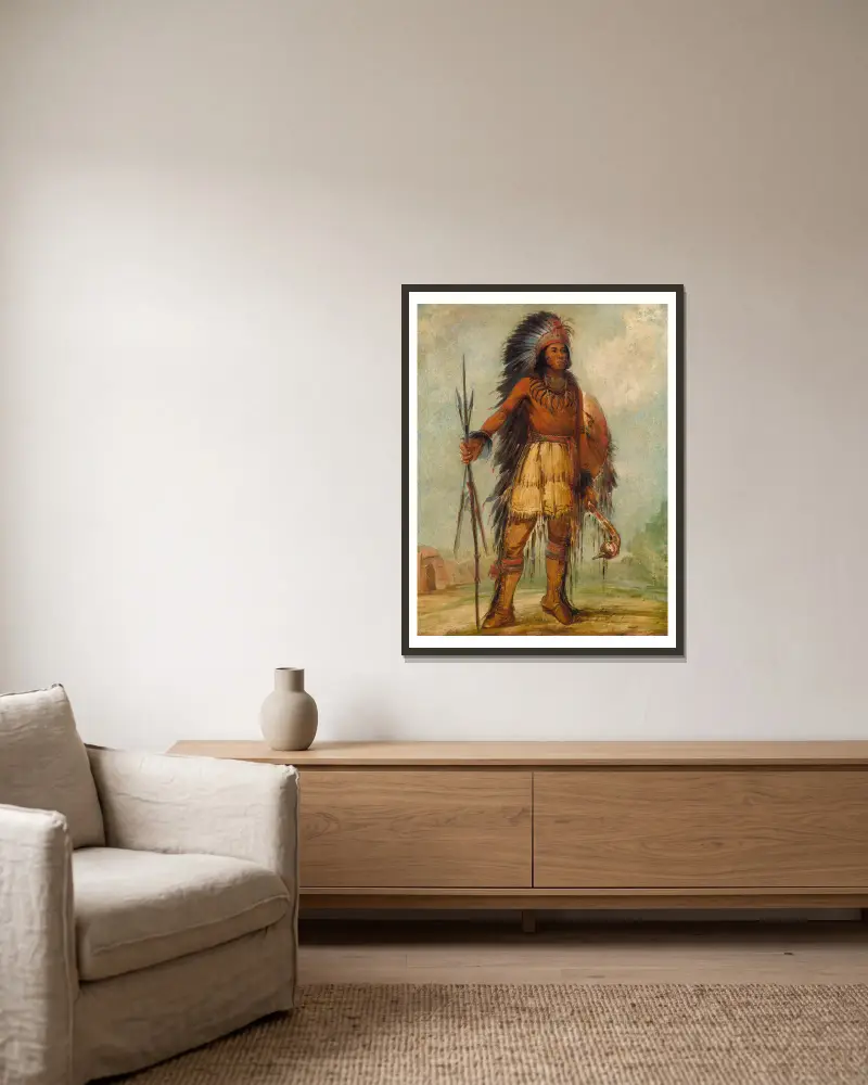 A-Wun-Ne-Wa-Be, Åskfågeln av George Catlin inramad på en vägg