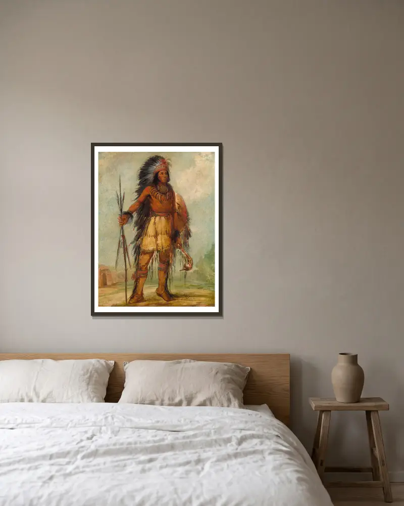 A-Wun-Ne-Wa-Be, Åskfågeln av George Catlin inramad på en vägg