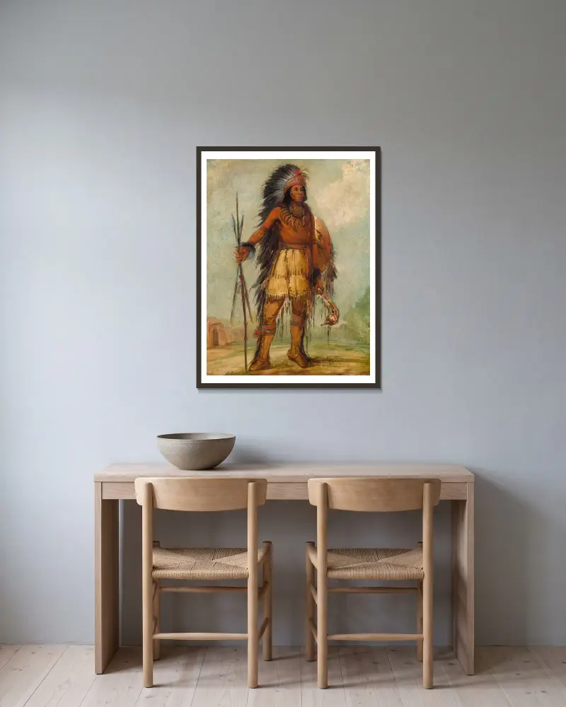 A-Wun-Ne-Wa-Be, Åskfågeln av George Catlin inramad på en vägg
