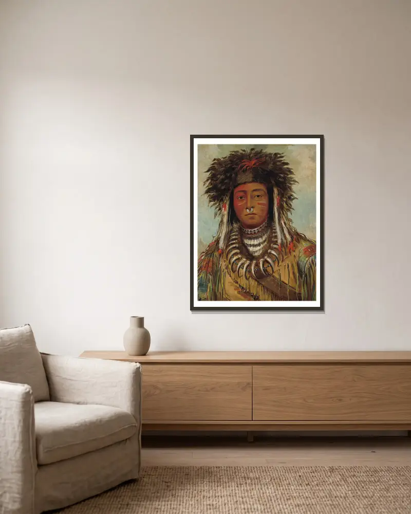 Boy Chief – Ojibbeway von George Catlin gerahmt an einer Wand
