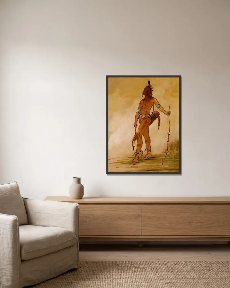 Cáh-He-Ga-Shín-Ga, lilla hövdingen av George Catlin inramad på en vägg