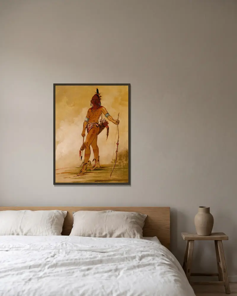 Cáh-He-Ga-Shín-Ga, lilla hövdingen av George Catlin inramad på en vägg