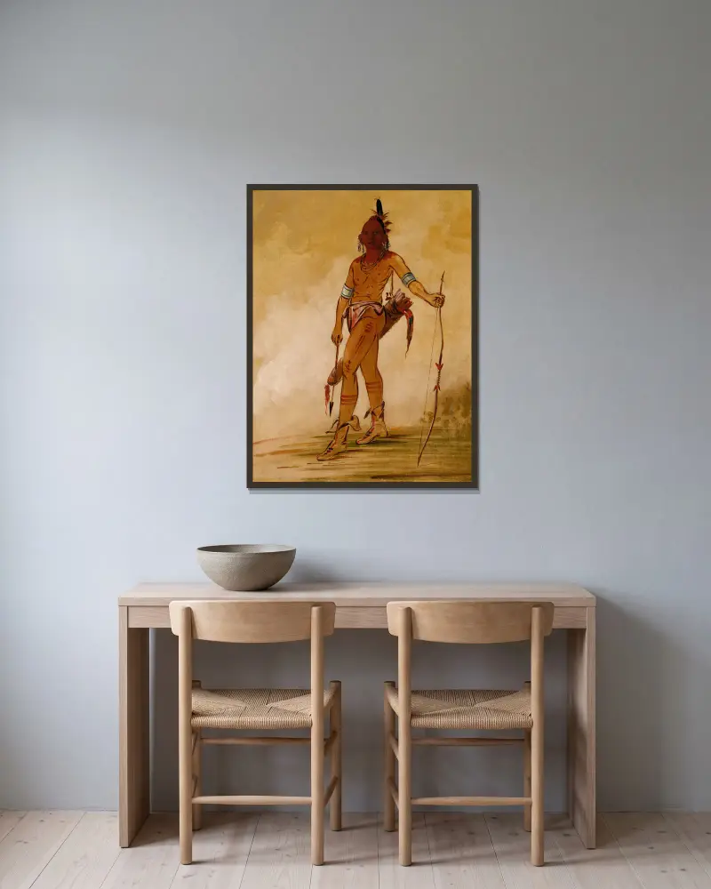 Cáh-He-Ga-Shín-Ga, lilla hövdingen av George Catlin inramad på en vägg