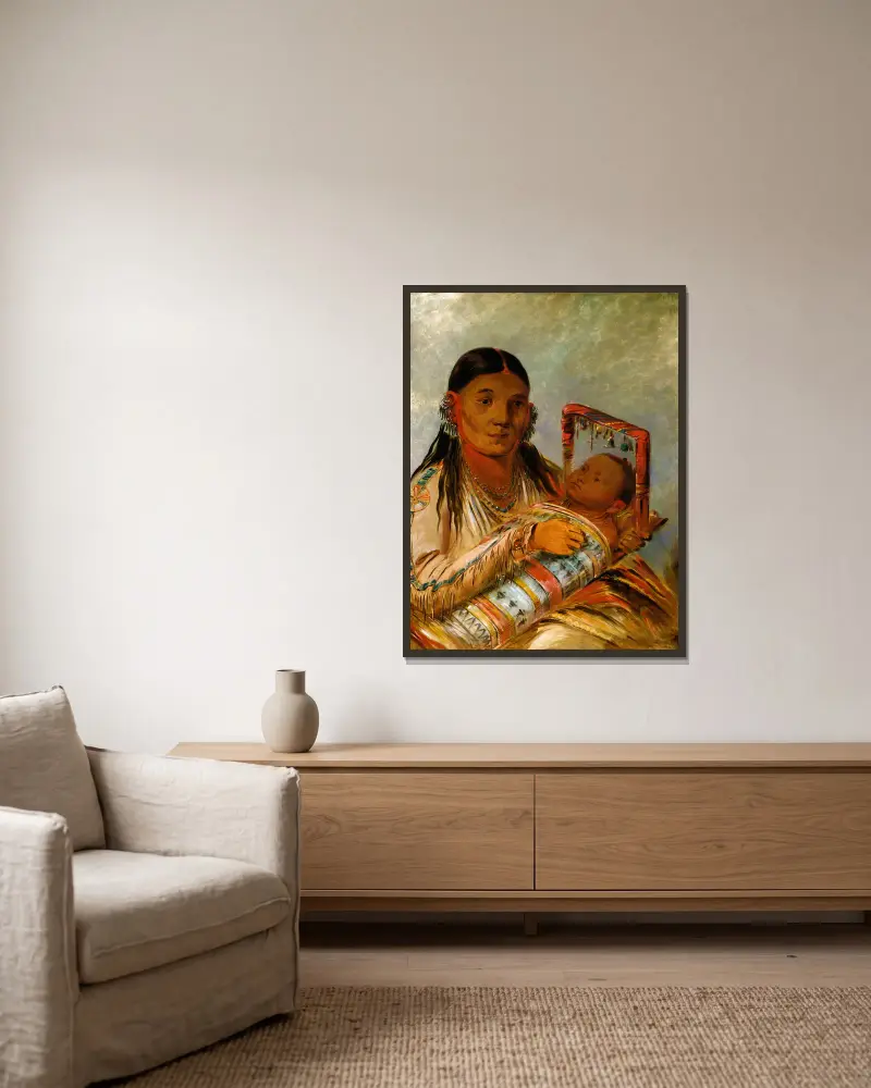 Chée-Ah-Ká-Tchée, Ehefrau von Nót-To-Way von George Catlin gerahmt an einer Wand