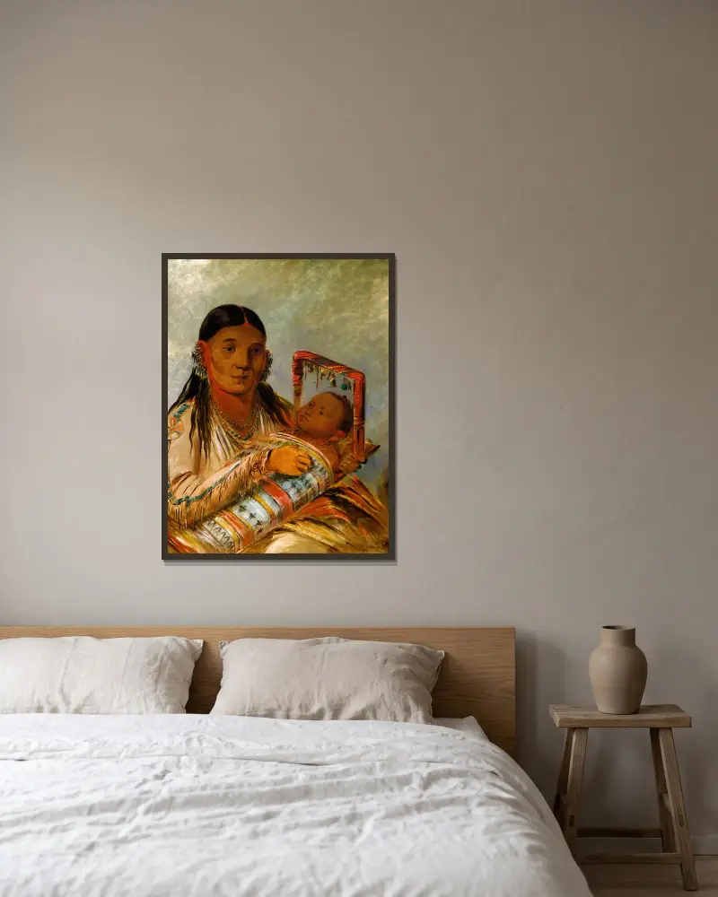 Chée-Ah-Ká-Tchée, Ehefrau von Nót-To-Way von George Catlin gerahmt an einer Wand