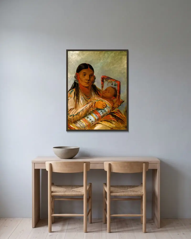 Chée-Ah-Ká-Tchée, Ehefrau von Nót-To-Way von George Catlin gerahmt an einer Wand