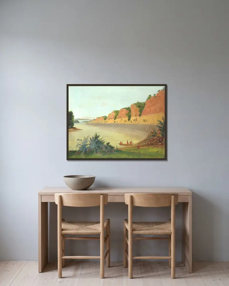 Södra sidan av Buffalo Island, med buffelbär i förgrunden av George Catlin inramad på en vägg
