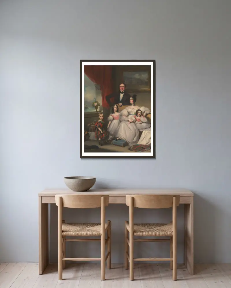 Angielska rodzina w Makau, George Chinnery w ramie na ścianie