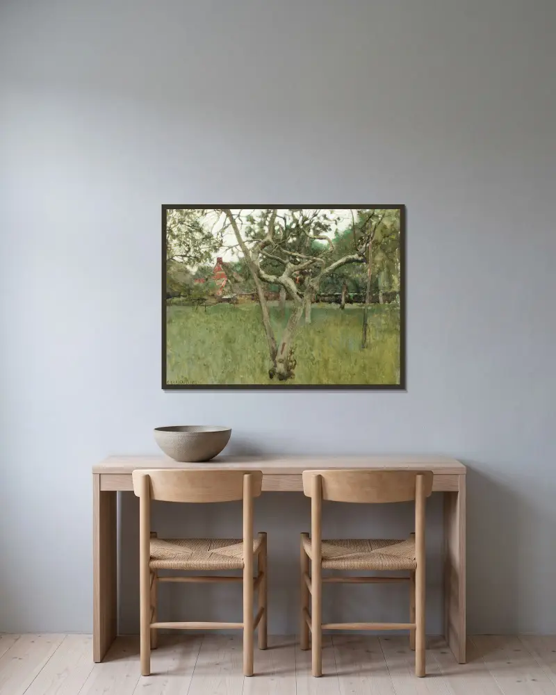 Ländlicher Garten von Sir George Clausen gerahmt an einer Wand