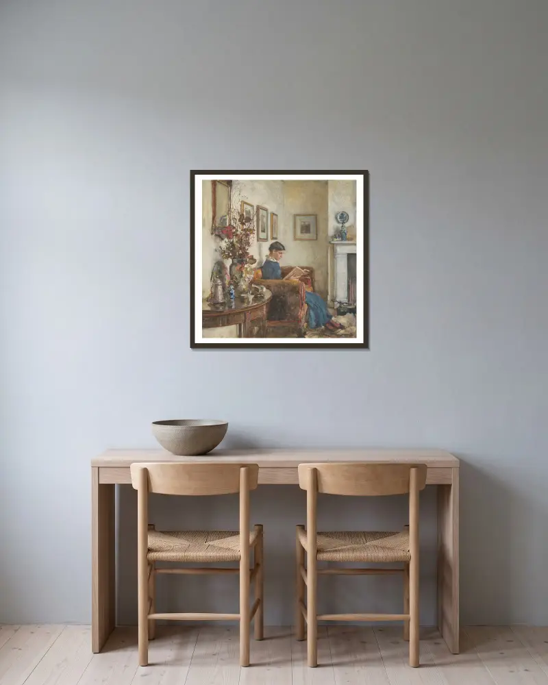 Interieur von Sir George Clausen gerahmt an einer Wand