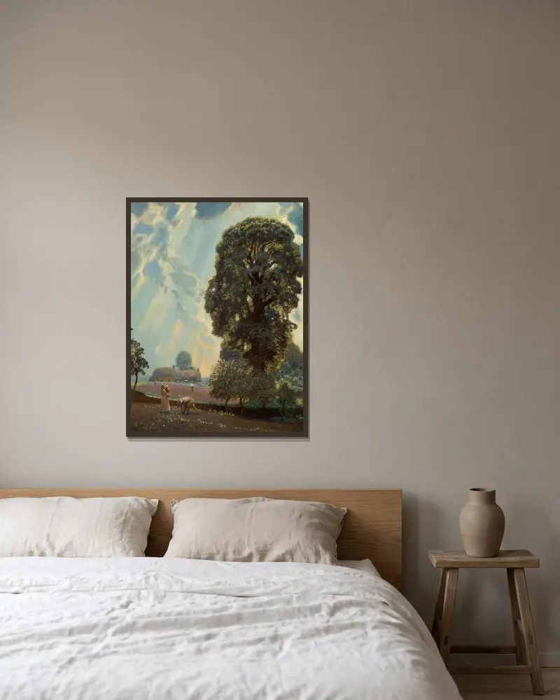 Freude nach dem Regen; Vorfrühling von Sir George Clausen gerahmt an einer Wand
