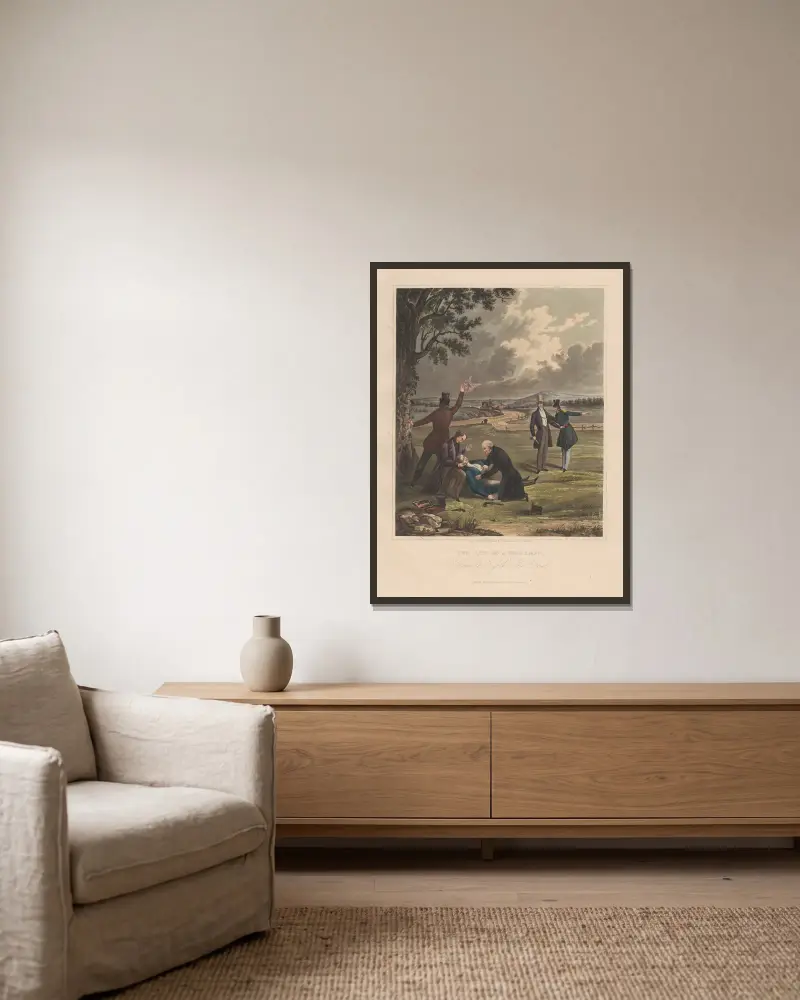 Das Duell von George Dawe gerahmt an einer Wand